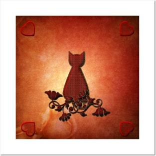 The cat with decorative flowers Posters and Art